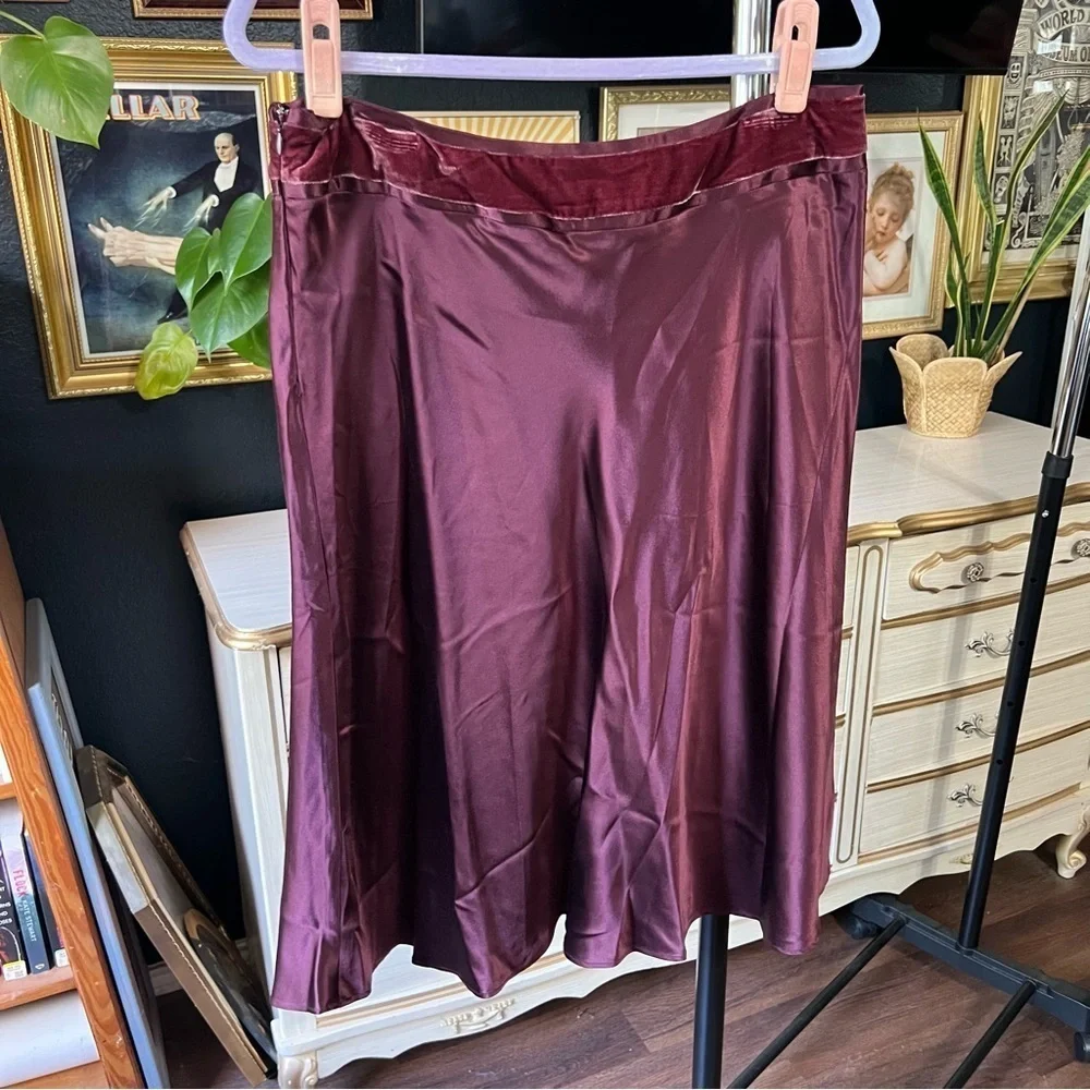 Vintage Silk Burgundy Velvet Skirt
